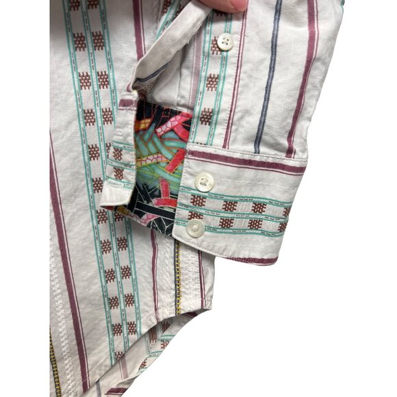 Robert Grahm Striped Multicolor Button Down with Contrasting Cuffs - Picture 5 of 10